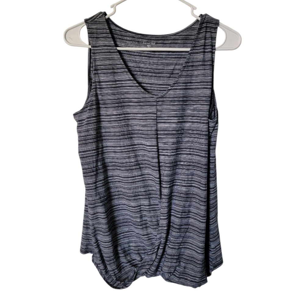 Garnet‎ Hill Tank Women’s Black Gray Faux Wrap Organic Pima Cotton M